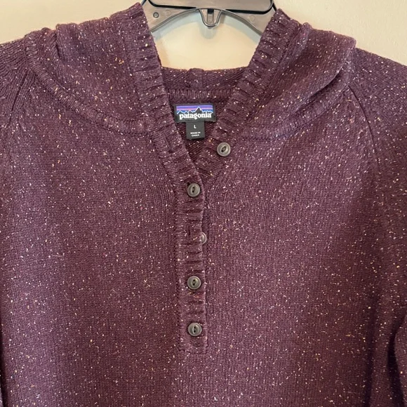 Patagonia Plum Sparkle Knit Hooded Pullover - Picture 3 of 5